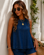 Amélie Denim Lounge Set | Zacht & Luchtig