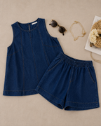Amélie Denim Lounge Set | Zacht & Luchtig