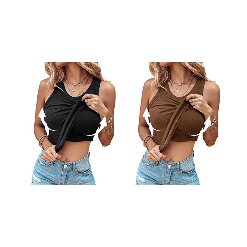 💖Last Day Special Price ￡10.99!!💖Ribbed Stretchy Tank Top with Shelf Bra