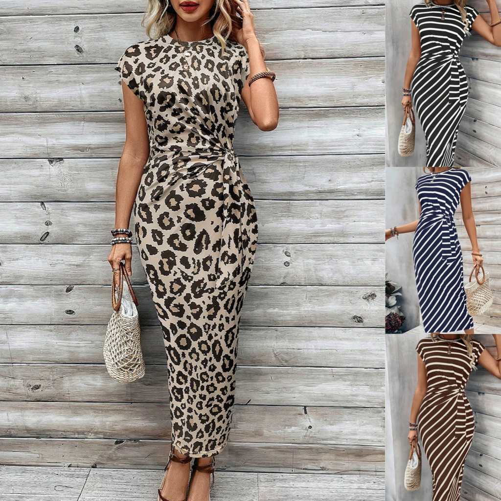 🥳2026 HOT SALE 50% OFF! 🥳💞50K+ SOLD!🌸Women's Knot Bodycon Dress – Leopard print, tummy-flattering knot. Comfy & chic for parties or date nights. Feel gorgeous. ✨🌹